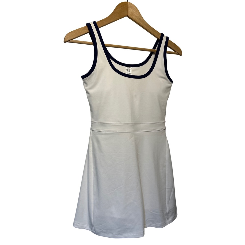 Fabletics White‎ Navy Trim Tennis Dress Athletic Fit XXS Retail: $94 NWT